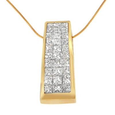 Haus Of Brilliance 14k Yellow Gold Princess-cut Diamond Pillar Pendant Necklace In Gold
