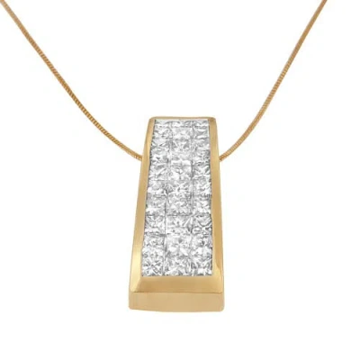 Haus Of Brilliance 14k Yellow Gold Princess-cut Diamond Pillar Pendant Necklace In Gold