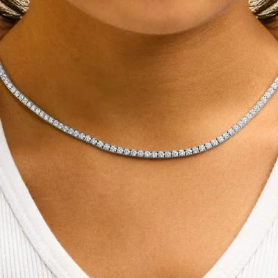 Haus Of Brilliance 14k 10.76 Ct. Tw. Lab-grown Diamond Tennis Necklace In Metallic