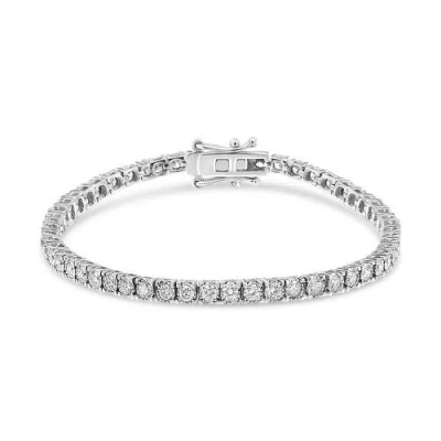 Haus Of Brilliance 14k White Gold 3.0 Cttw Miracle Set Round-cut Lab Grown Diamond Illusion 7" Tennis Bracelet In Multi