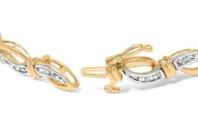 Haus Of Brilliance 10k Yellow And White Gold 1/2 Cttw Channel Set Diamond Infinity Link 7" Tennis Bracelet In Gold