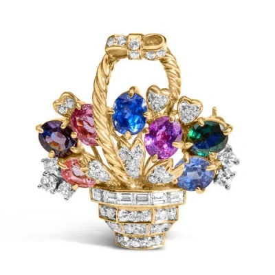 Haus Of Brilliance 18k Yellow Gold 1 1/10 Cttw Diamond And Mixed Gemstone Floral Bouquet Pendant And
