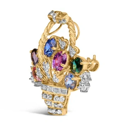 Haus Of Brilliance 18k Yellow Gold 1 1/10 Cttw Diamond And Mixed Gemstone Floral Bouquet Pendant And