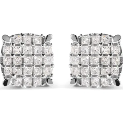 Haus Of Brilliance 10k White Gold 3/4 Ct Princess Diamond Composite Cushion Shape Stud Earrings In White