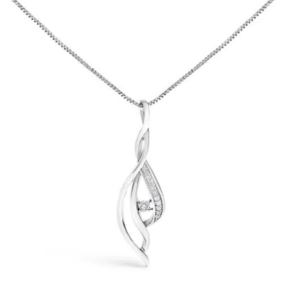 Haus Of Brilliance Espira 10k White Gold Diamond Accented Open Cascade Twist Pendant Necklace In Gray