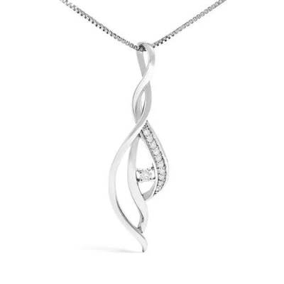 Haus Of Brilliance Espira 10k White Gold Diamond Accented Open Cascade Twist Pendant Necklace In Gray