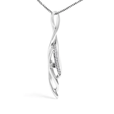 Haus Of Brilliance Espira 10k White Gold Diamond Accented Open Cascade Twist Pendant Necklace In Gray