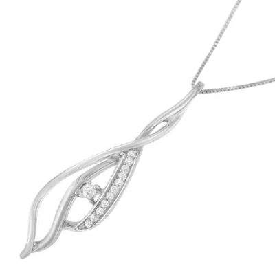 Haus Of Brilliance Espira 10k White Gold Diamond Accented Open Cascade Twist Pendant Necklace In Gray