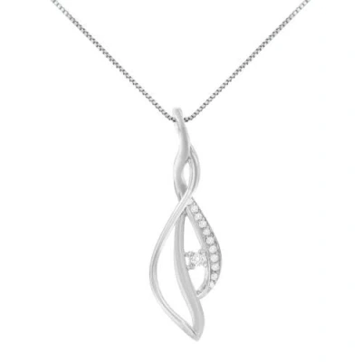 Haus Of Brilliance Espira 10k White Gold Diamond Accented Open Cascade Twist Pendant Necklace In Gray