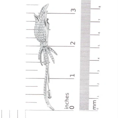 Haus Of Brilliance 18k White Gold 1 3/5 Cttw Pave Set Diamond Tulip Brooch Pin In Metallic