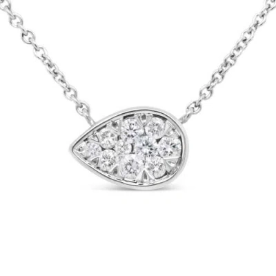 Haus Of Brilliance 14k White Gold 1/4 Cttw Round Diamond Teardrop Necklace - (g-h Color In Metallic