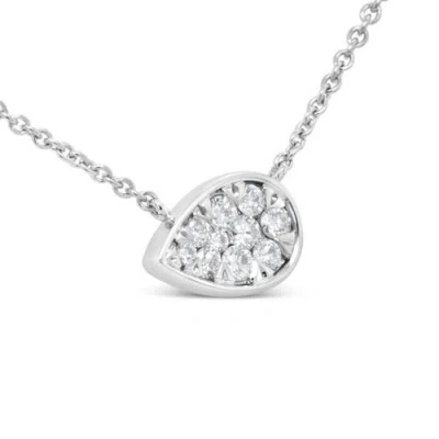 Haus Of Brilliance 14k White Gold 1/4 Cttw Round Diamond Teardrop Necklace - (g-h Color In Metallic