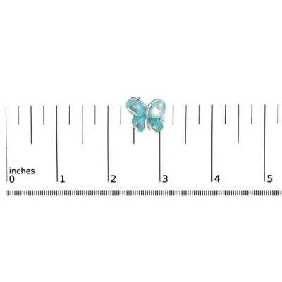 Haus Of Brilliance 18k White Gold Blue Mother Of Pearl And Diamond Accent Butterfly Pin Brooch In Metallic