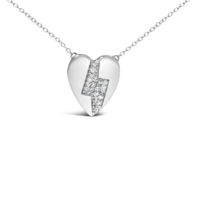 Haus Of Brilliance 925 Sterling Silver 1/3 Diamond Heart And Lightning Bolt Pendant Necklace In Gray