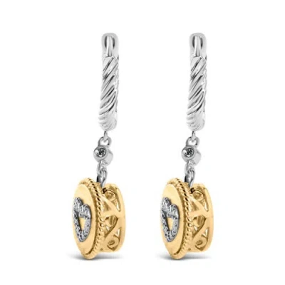 Haus Of Brilliance 18k Yellow Gold Plated .925 Sterling Silver 1/8 Cttw Diamond Heart Medallion Drop In Two-tone