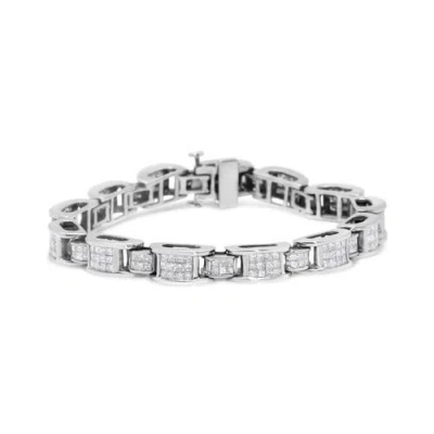 Haus Of Brilliance 14k White Gold 5.0 Cttw Princess Cut Diamond Invisible Set Alternating Size D Shaped Links Tennis Br In Metallic