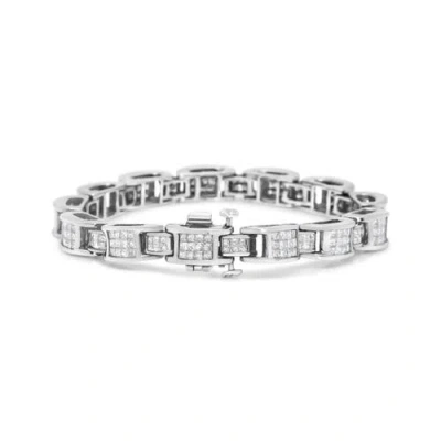 Haus Of Brilliance 14k White Gold 5.0 Cttw Princess Cut Diamond Invisible Set Alternating Size D Shaped Links Tennis Br In Metallic