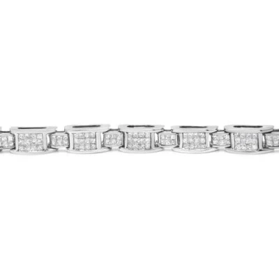 Haus Of Brilliance 14k White Gold 5.0 Cttw Princess Cut Diamond Invisible Set Alternating Size D Shaped Links Tennis Br In Metallic