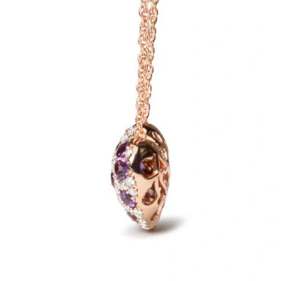 Haus Of Brilliance 18k Rose Gold 3/4 Cttw Diamond And Purple Amethyst Cluster Heart Shape 18" Pendan In Gold