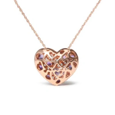 Haus Of Brilliance 18k Rose Gold 3/4 Cttw Diamond And Purple Amethyst Cluster Heart Shape 18" Pendan In Gold