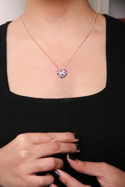 Haus Of Brilliance 18k Rose Gold 3/4 Cttw Diamond And Purple Amethyst Cluster Heart Shape 18" Pendan In Gold