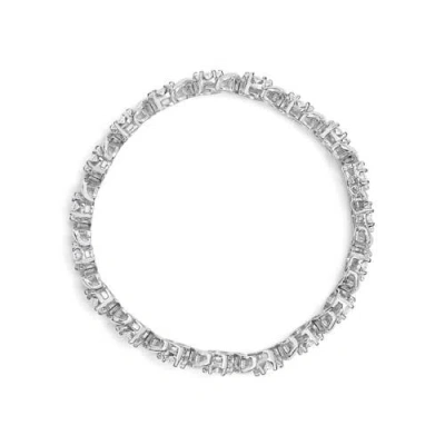Haus Of Brilliance 14k White Gold 7 3/8 Cttw Round Brilliant Diamond Floral Cluster And S Link Bracelet In Gray
