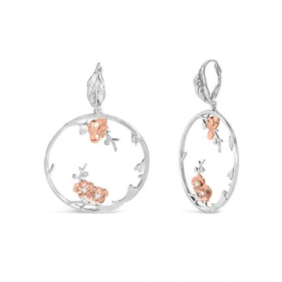 Haus Of Brilliance Rose Gold Plated .925 Sterling Silver 1/10 Cttw Diamond Floral Hoop Earrings (i-j In Two-tone