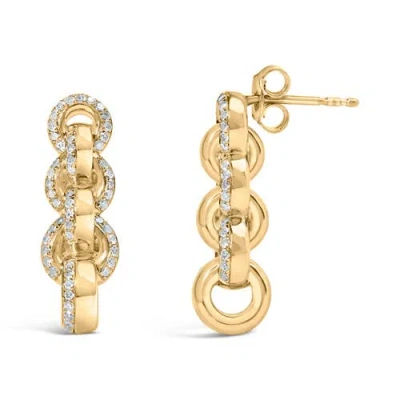 Haus Of Brilliance 14k Yellow Gold Plated Silver 3/4 Cttw Diamond Chain Link Drop Earrings In Gold