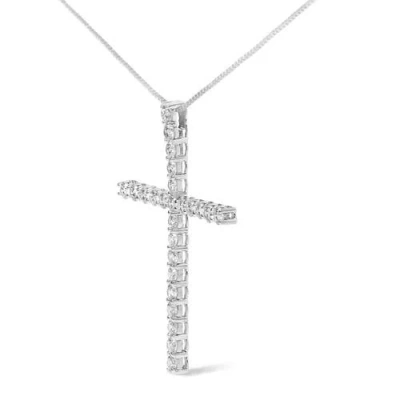Haus Of Brilliance 14k White Gold 2.0 Cttw Lab Grown Diamond Cross Inch Pendant Necklace In Metallic