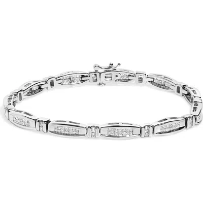 Haus Of Brilliance 14k White Gold 2.0 Cttw Princess And Round Diamond Bar And Link Bracelet In Metallic