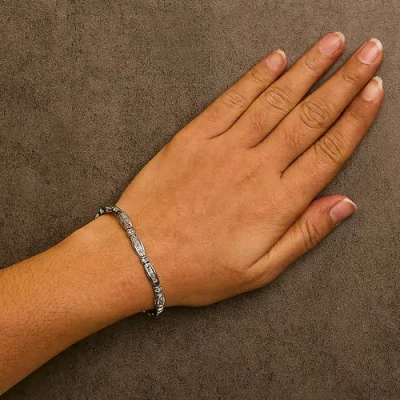 Haus Of Brilliance 14k White Gold 2.0 Cttw Princess And Round Diamond Bar And Link Bracelet In Metallic