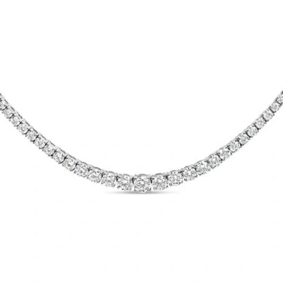Haus Of Brilliance 14k White Gold 10.0 Cttw Graduated Lab-grown Diamond Tennis Necklace In Metallic