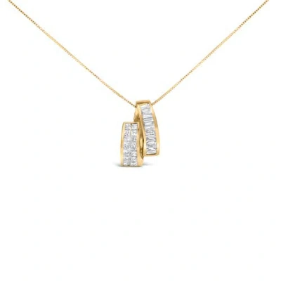 Haus Of Brilliance 14k Yellow Gold 1 5/8 Cttw Princess And Baguette Diamond Duo Bar Pendant Necklace In Gold