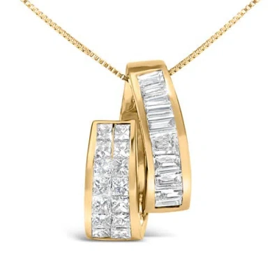 Haus Of Brilliance 14k Yellow Gold 1 5/8 Cttw Princess And Baguette Diamond Duo Bar Pendant Necklace In Gold
