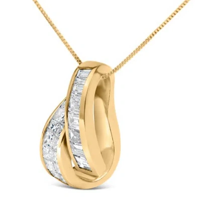 Haus Of Brilliance 14k Yellow Gold 1 5/8 Cttw Princess And Baguette Diamond Duo Bar Pendant Necklace In Gold