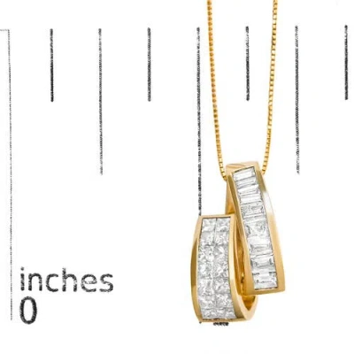 Haus Of Brilliance 14k Yellow Gold 1 5/8 Cttw Princess And Baguette Diamond Duo Bar Pendant Necklace In Gold