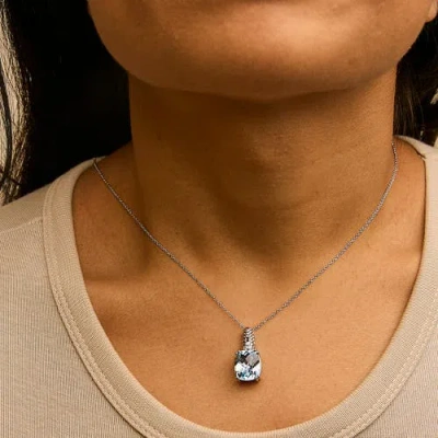 Haus Of Brilliance .925 Sterling Silver Blue Topaz And Diamond Accent Textured Pendant Necklace In Gray