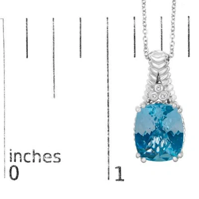 Haus Of Brilliance .925 Sterling Silver Blue Topaz And Diamond Accent Textured Pendant Necklace In Gray