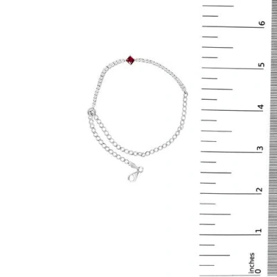 Haus Of Brilliance .925 Sterling Silver Created Ruby And Sapphire Adjustable Tennis Chain Bracelet In White