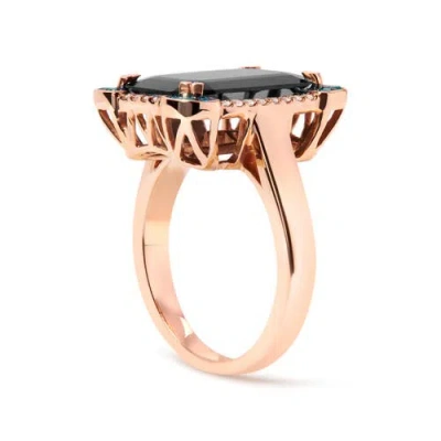 Haus Of Brilliance 14k Gold Black Onyx & 1/5 Ct Diamond Halo Cocktail Ring In Multi