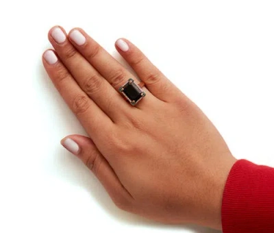 Haus Of Brilliance 14k Gold Black Onyx & 1/5 Ct Diamond Halo Cocktail Ring In Multi
