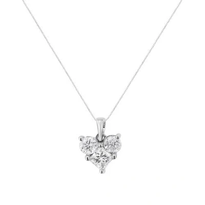 Haus Of Brilliance 10k White Gold 1.0 Cttw And Princess-cut Diamond Heart Shaped Pendant Necklace In Metallic