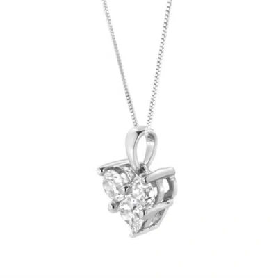 Haus Of Brilliance 10k White Gold 1.0 Cttw And Princess-cut Diamond Heart Shaped Pendant Necklace In Metallic