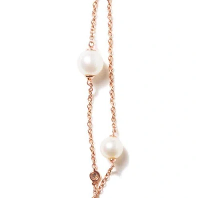 Haus Of Brilliance 18k Rose Gold 1/2 Cttw Diamond And Freshwater Pearl Double Strand Station Necklace In Multi