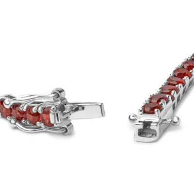 Haus Of Brilliance .925 Sterling Silver 10.0 Cttw Created Orange Garnet Tennis Bracelet In Metallic