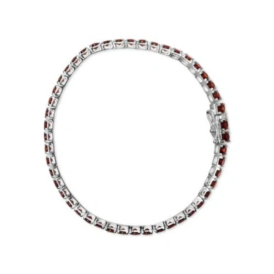 Haus Of Brilliance .925 Sterling Silver 10.0 Cttw Created Orange Garnet Tennis Bracelet In Metallic