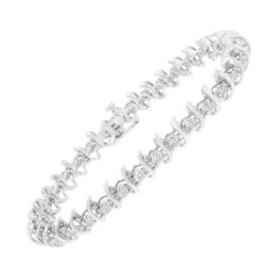 Haus Of Brilliance .925 Sterling Silver 3 Cttw Diamond "s" Link Bracelet In Metallic