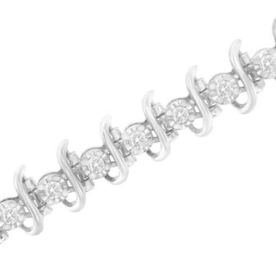 Haus Of Brilliance .925 Sterling Silver 3 Cttw Diamond "s" Link Bracelet In Metallic