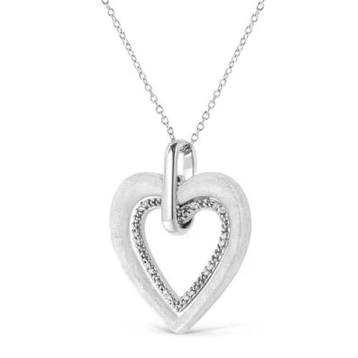 Haus Of Brilliance .925 Sterling Silver Prong-set Diamond Accent Double Heart Pendant Necklace In Multi