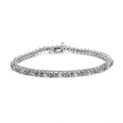 Haus Of Brilliance 14k White Gold 4 5/8cttw White And Treated Blue Diamond Bracelet In Metallic